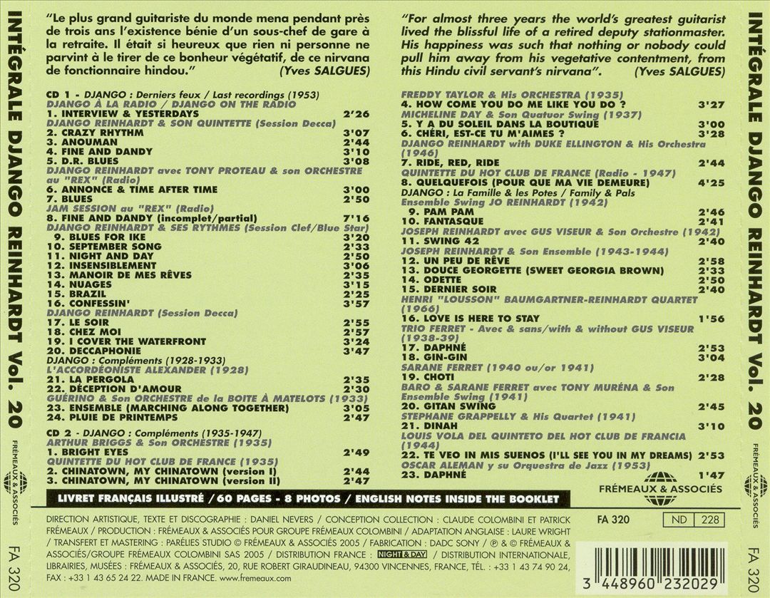 Complete Django Reinhardt, Vol. 20: 1953 (Pour Que Ma Vie) cover art