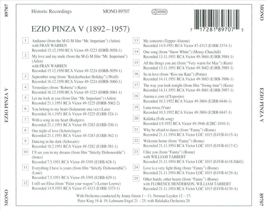 Lebendige Vergangenheit: Ezio Pinza, Vol. 5 cover art