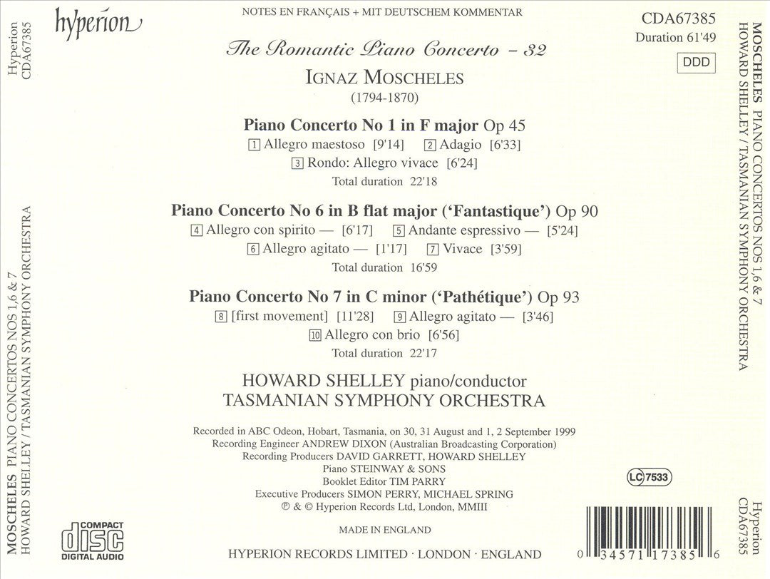 Romantic Piano Concerto, Vol. 32: Moscheles: Piano Concertos Nos. 1, 6, 7 cover art