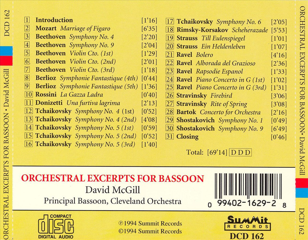 Orchestral Excerpts for Bassoon cover art