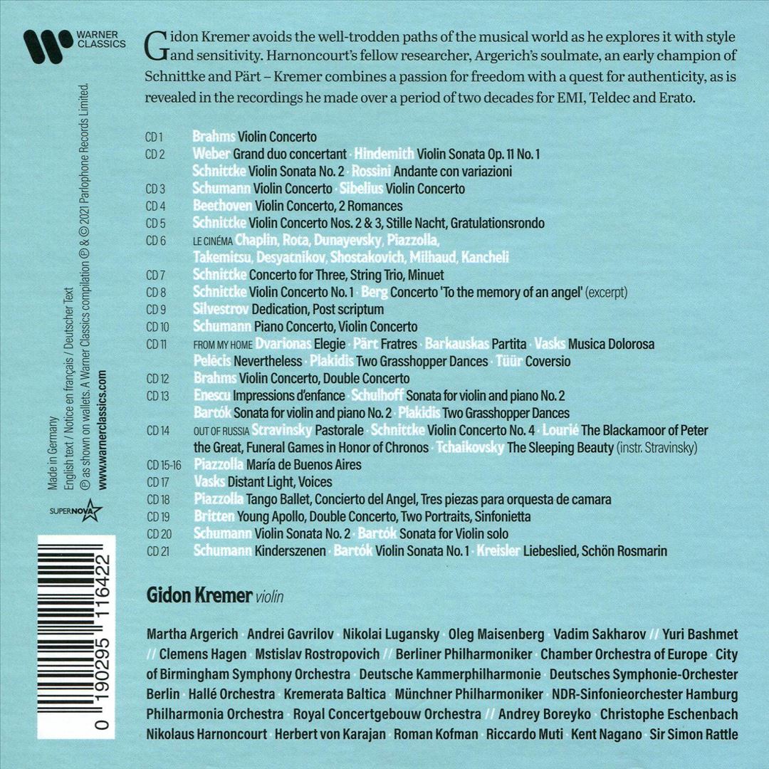 Gidon Kremer: The Warner Collection - Complete Teldec, EMI Classics & Erato Recordings cover art