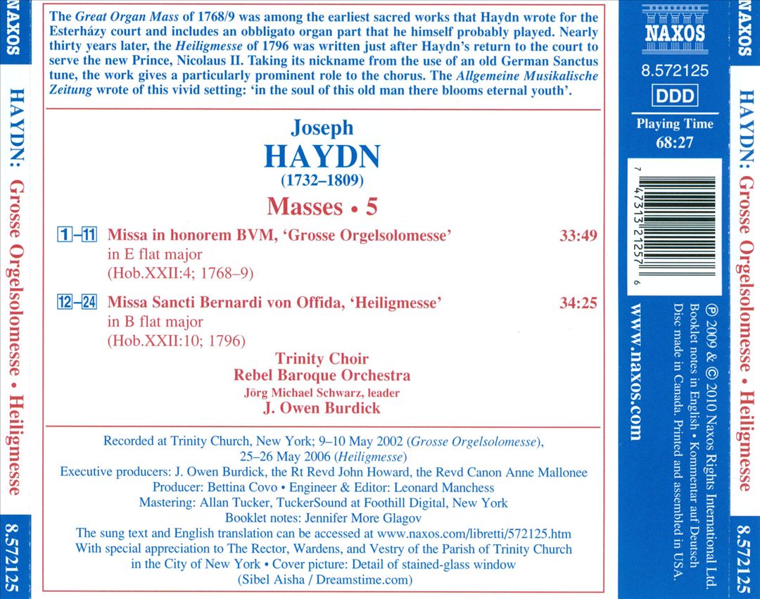Haydn: Grosse Orgelsolomesse; Heiligmesse cover art