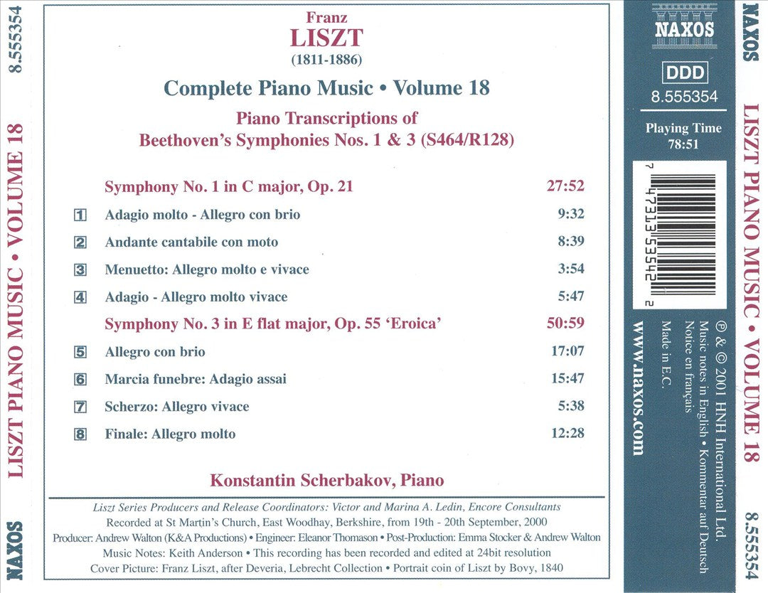Liszt: Piano Transcriptions of Beethoven's Symphonies Nos. 1 & 3 cover art