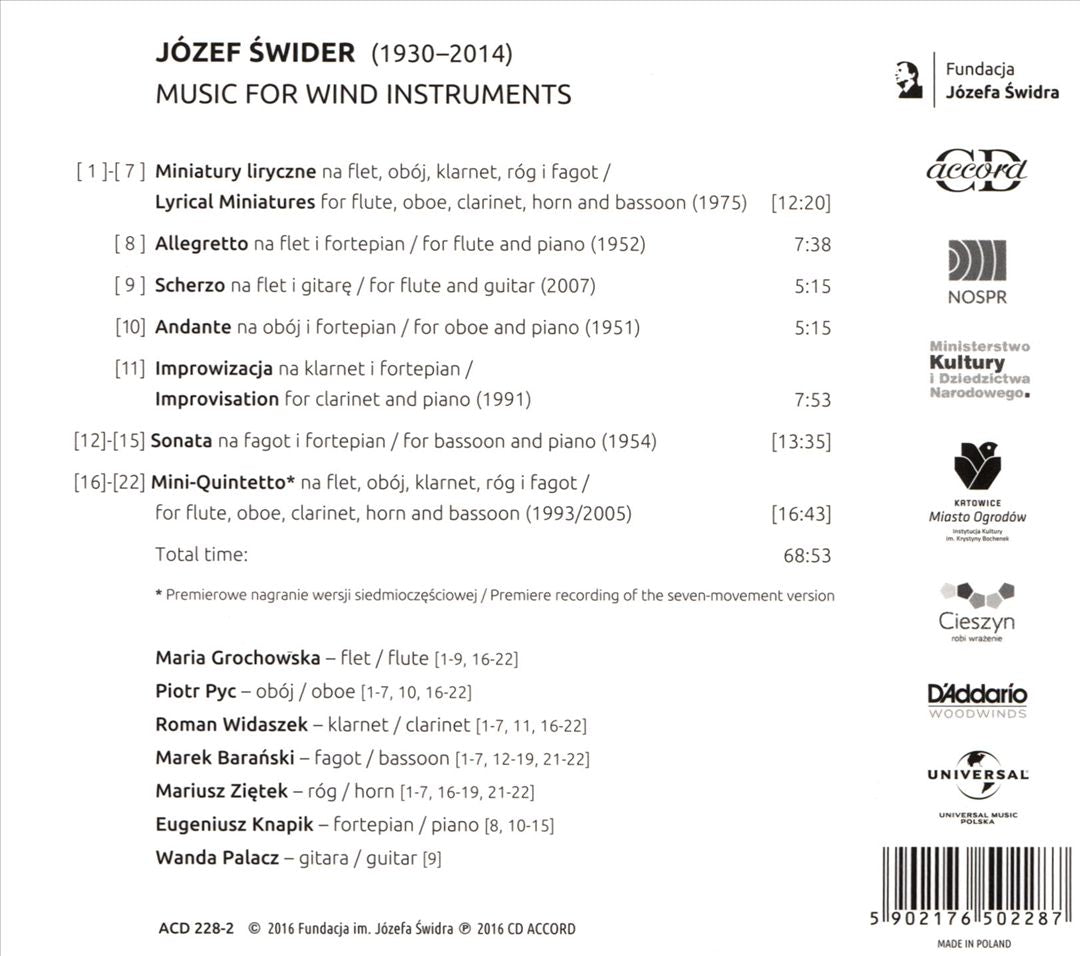 Józef Świder: Music for Wind Instruments cover art