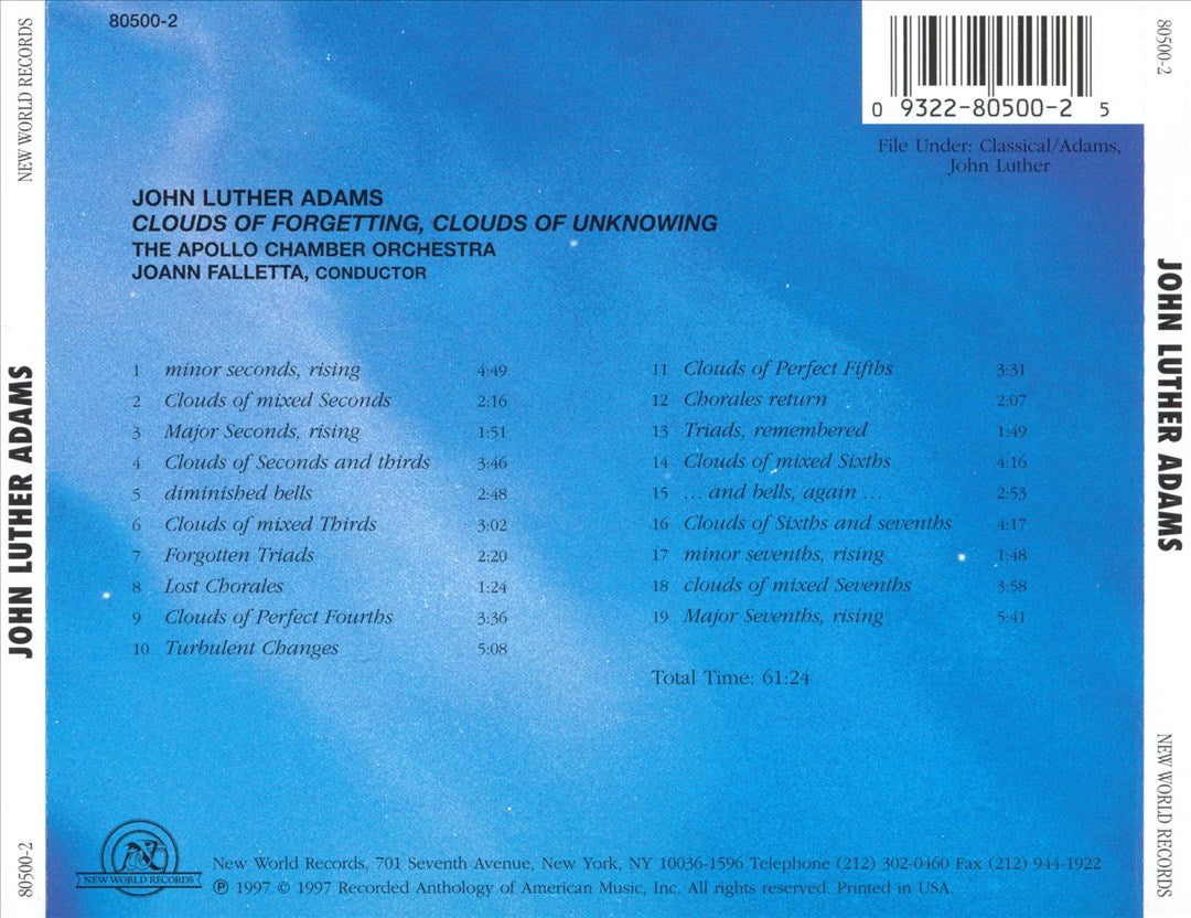 John Luther Adams: Clouds of Forgetting, Clouds of Unknowing cover art