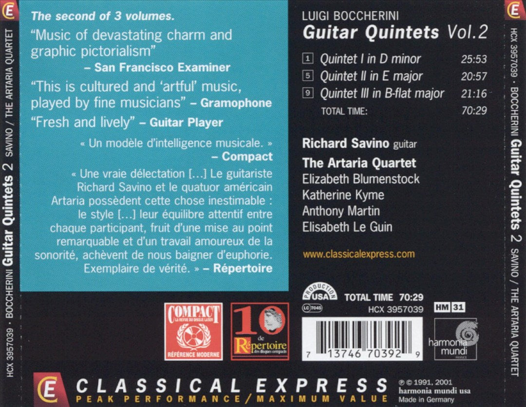 Boccherini: Guitar Quintets, Vol. 2 cover art