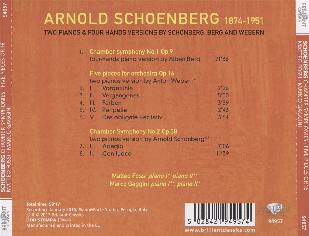Schoenberg: Chamber Symphonies; Five Pieces Op. 16 cover art