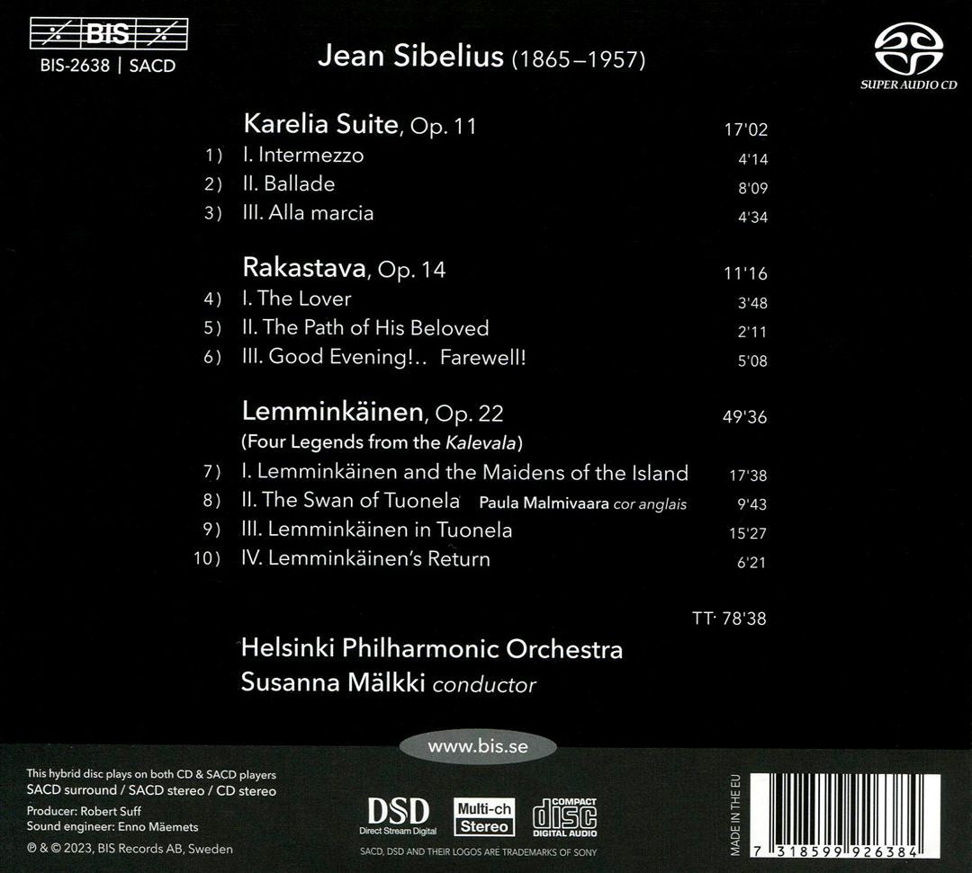 Sibelius: Karelia Suite; Rakastava; Lemminkäinen cover art