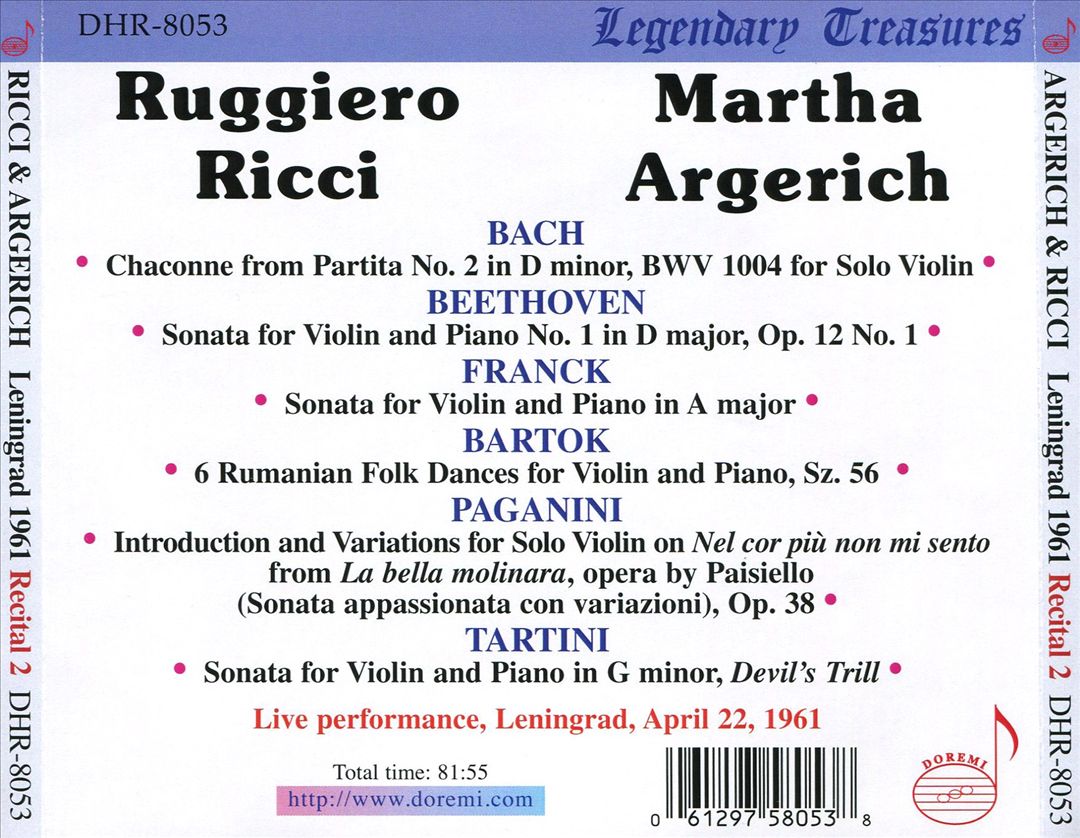 Ruggiero Ricci, Martha Argerich: Leningrad, Recital II cover art