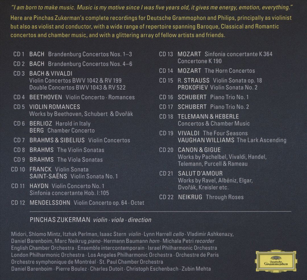 Pinchas Zukerman: Complete Recordings on Deutsche Grammophon and Philips cover art