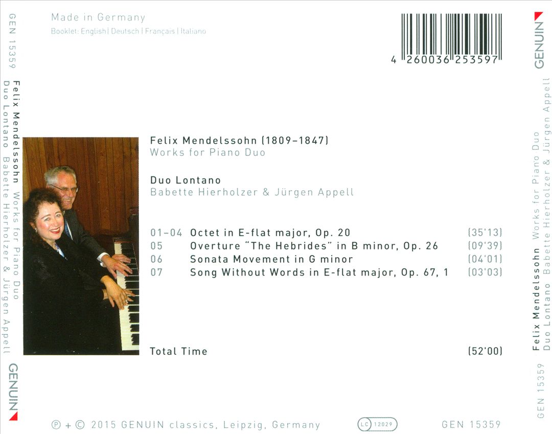Felix Mendelssohn: Works for Piano Duo cover art