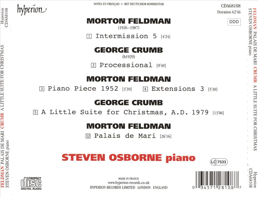 Feldman: Palais de Mari; Crumb: A Little Suite for Christmas cover art