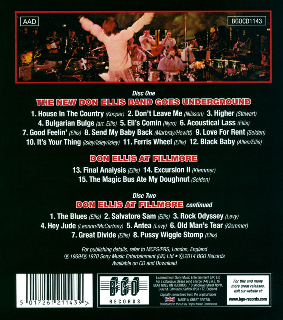 New Don Ellis Band Goes Underground/Don Ellis at Fillmore cover art