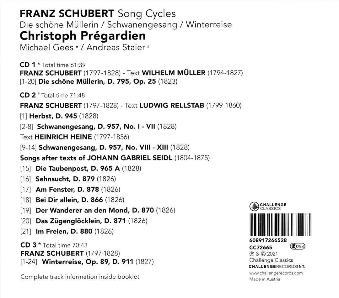 Franz Schubert: Song Cycles - Die Schone Mullerin; Schwanengesang; Winterreise cover art