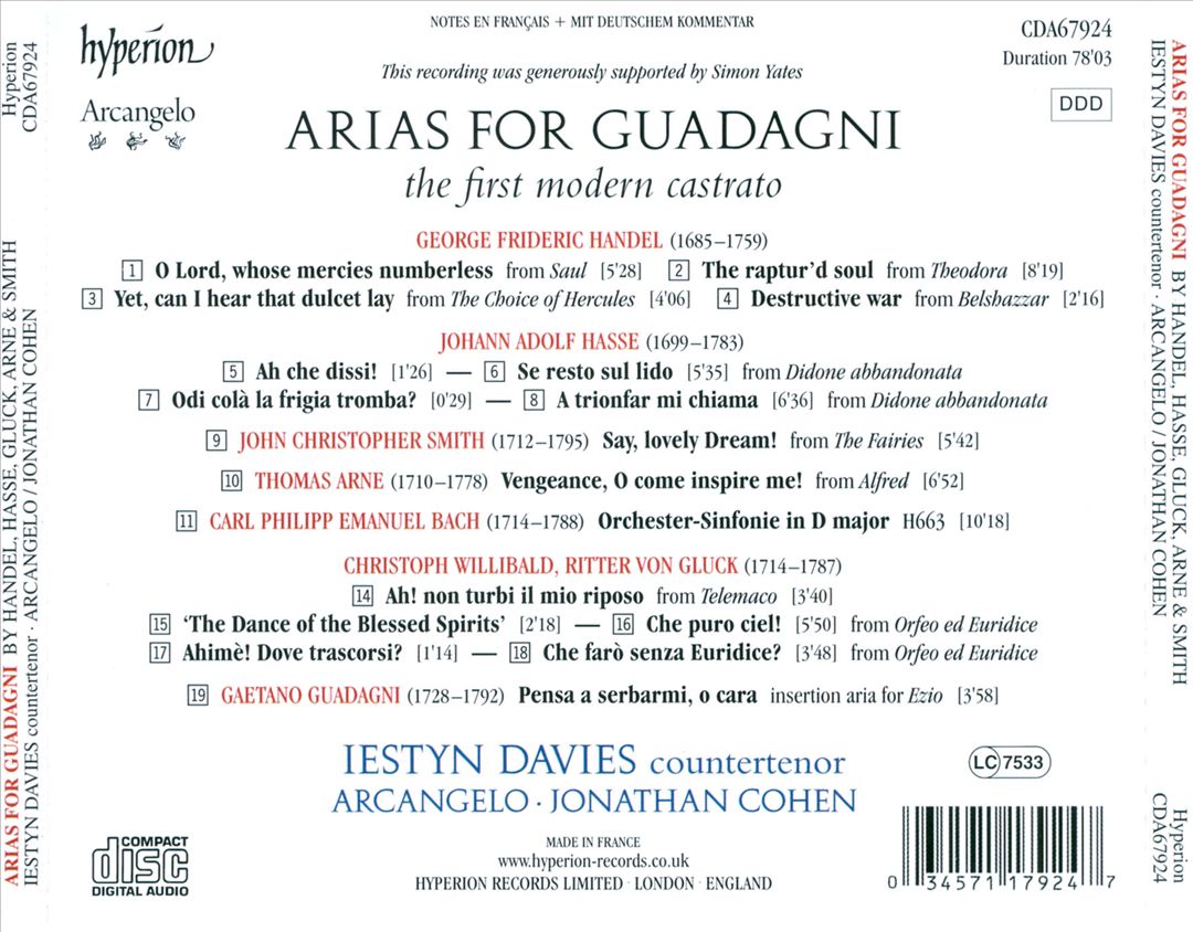 Arias for Guadagni cover art