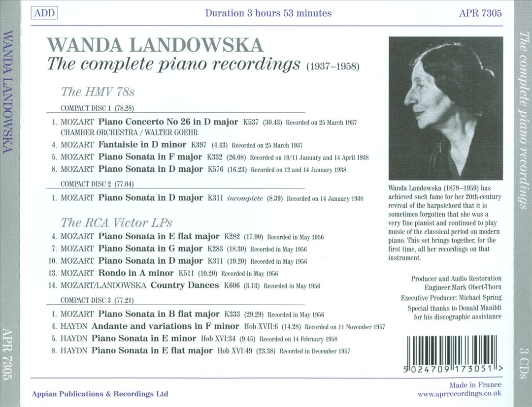 Wanda Landowska: The complete piano recording cover art
