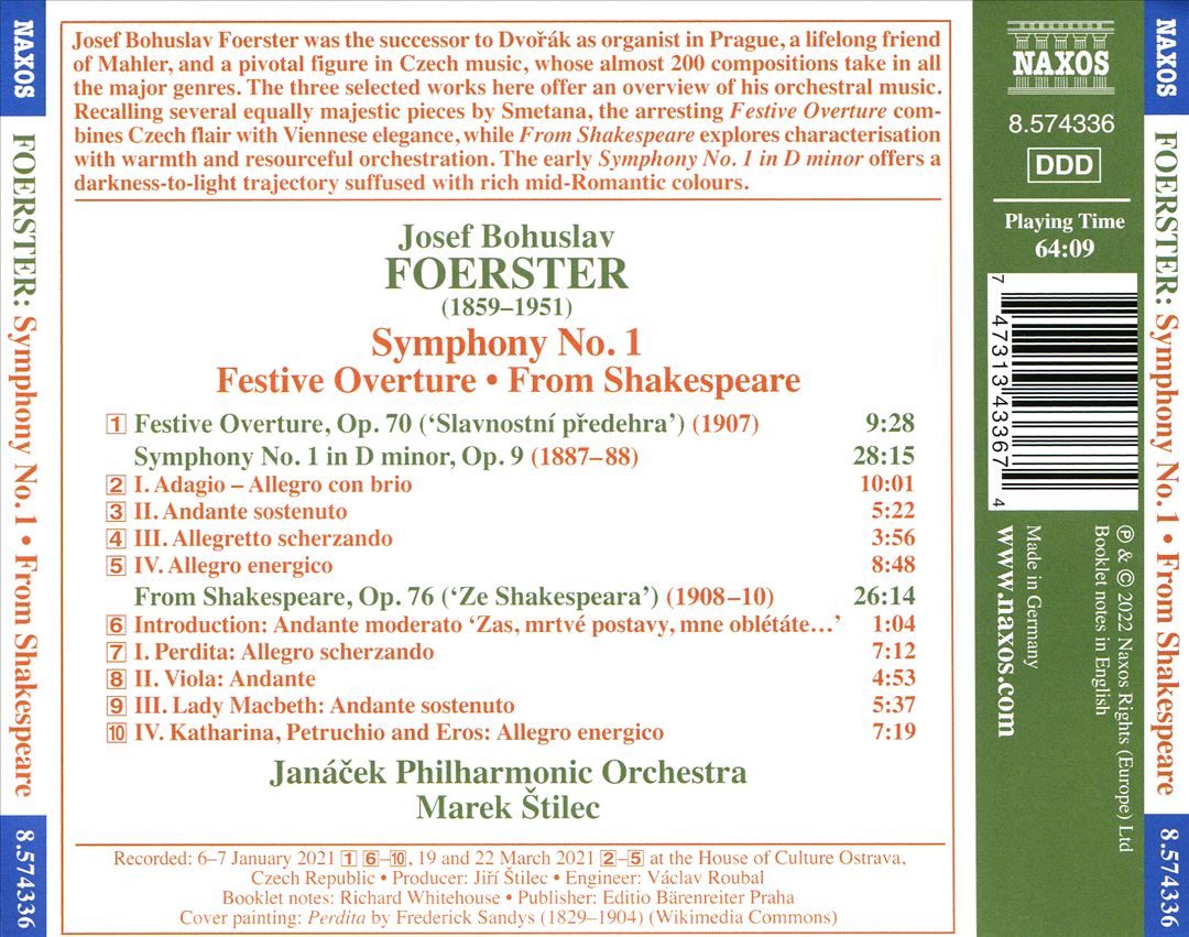 Foerster: Symphony No. 1; Festive Overture; From Shakespeare cover art