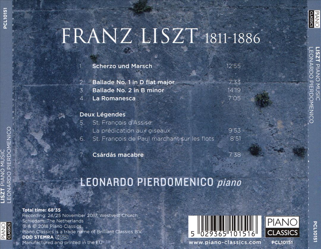 Liszt: Scherzo & Marsch; 2 Ballades; La Romanesca; 2 Légendes; Csardas Macabre cover art