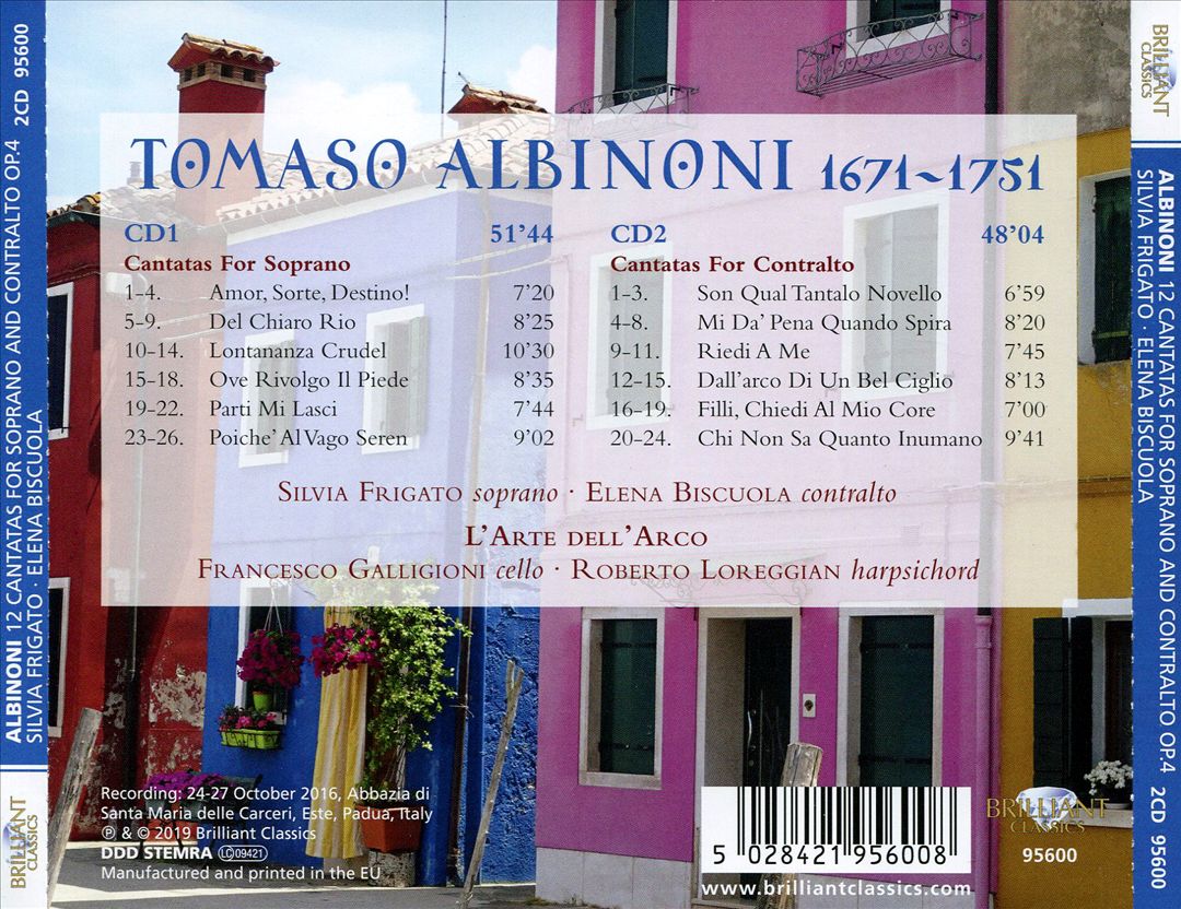 Albinoni: 12 Cantatas for Soprano and Contralto Op. 4 cover art