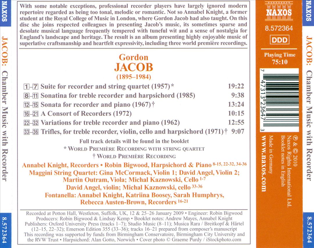Gordon Jacob: Chamber Music with Recorder cover art