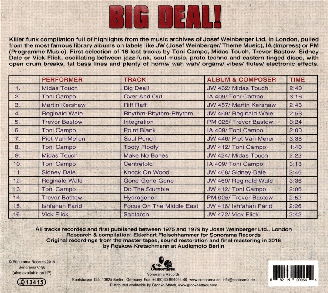 Big Deal!: Weinberger Funk Library UK 1975-1979 cover art