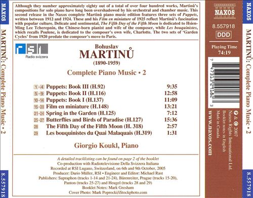 Martinu: Complete Piano Music, Vol. 2 cover art
