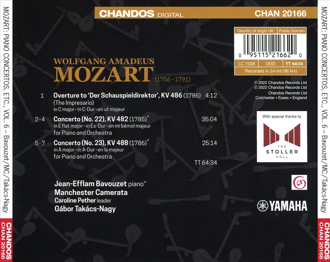 Mozart: Piano Concerto No. 22, KV 482; Piano Concerto No. 23, KV 488; Overture to 'Der Schauspieldirektor', KV 486 cover art