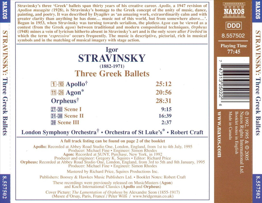 Stravinsky: Three Greek Ballets (Apollo, Agon, Orpheus) cover art