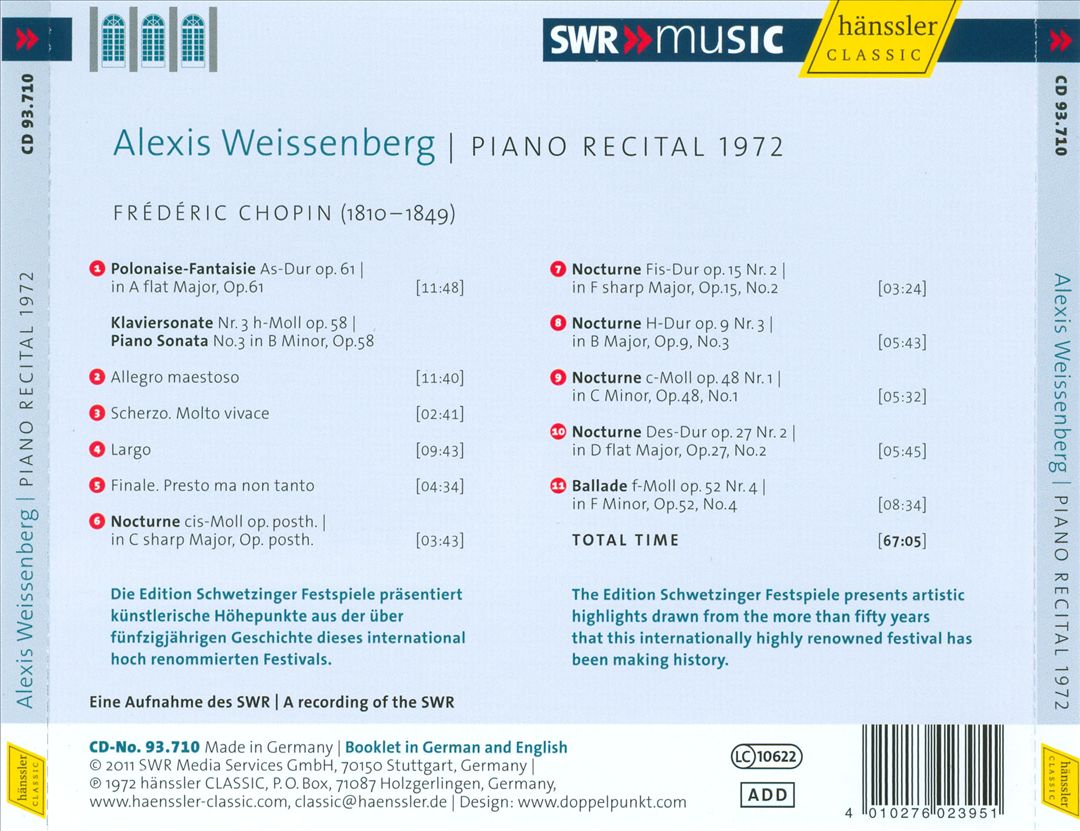 Piano Recital 1972 cover art