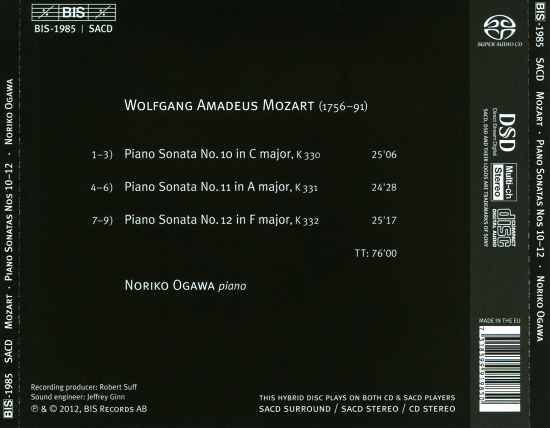 Noriko Ogawa Plays Mozart Sonatas cover art