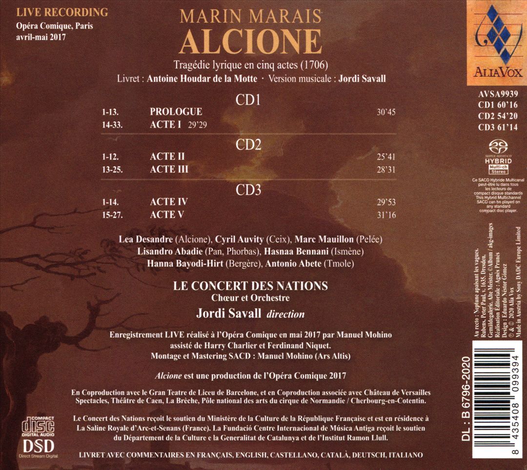 Marin Marais: Alcione, Tragédie lyrique cover art