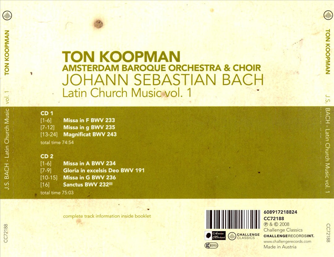Bach: Latin Church Music, Vol. 1 cover art