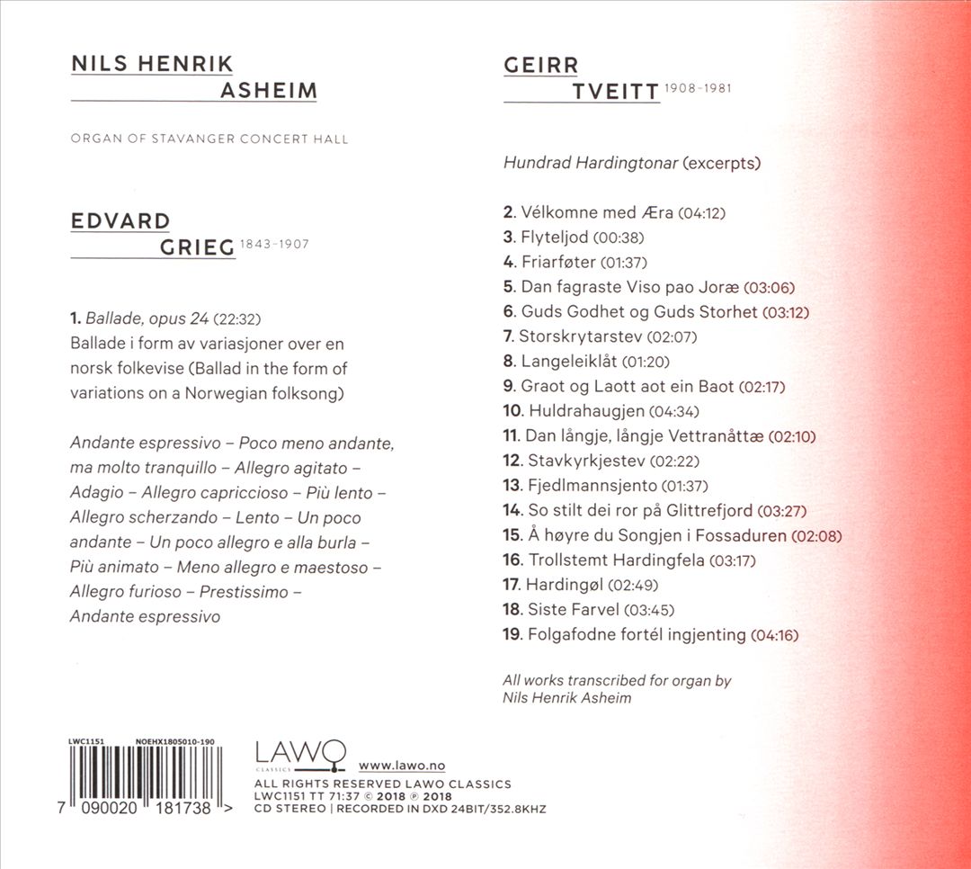 Edvard Grieg: Ballade; Geirr Tveitt: Hundrad Hardingtonar cover art