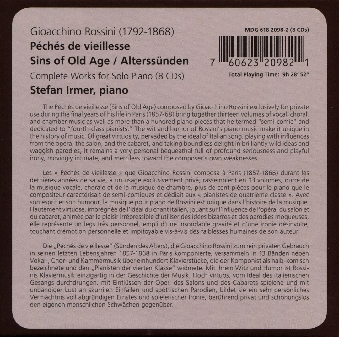 Gioacchino Rossini: Péchés de Vieillesse; Complete Piano Works cover art