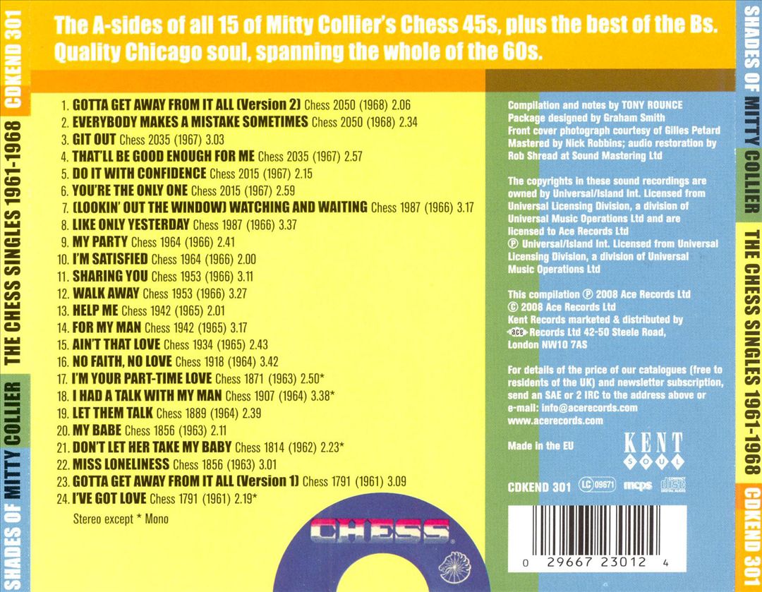 Shades of Mitty Collier: The Chess Singles 1961-1968 cover art
