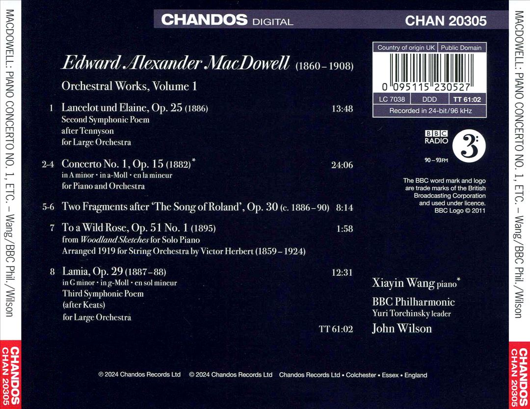 MacDowell: Piano Concerto no. 1; Lancelot and Elaine; To a Wild Rose; Two Fragments; Lamia cover art