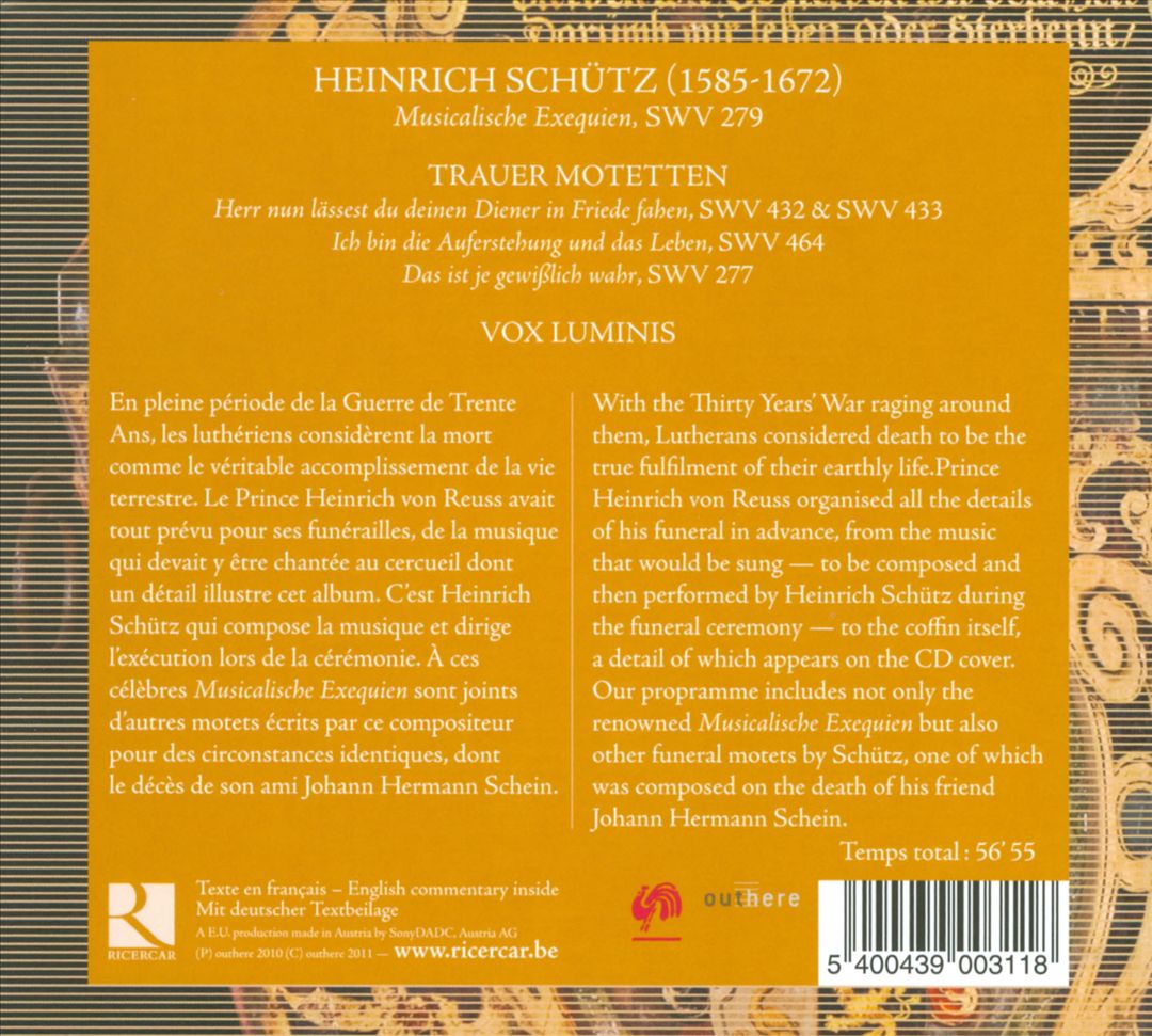 Heinrich Schütz: Musicalische Exequien cover art