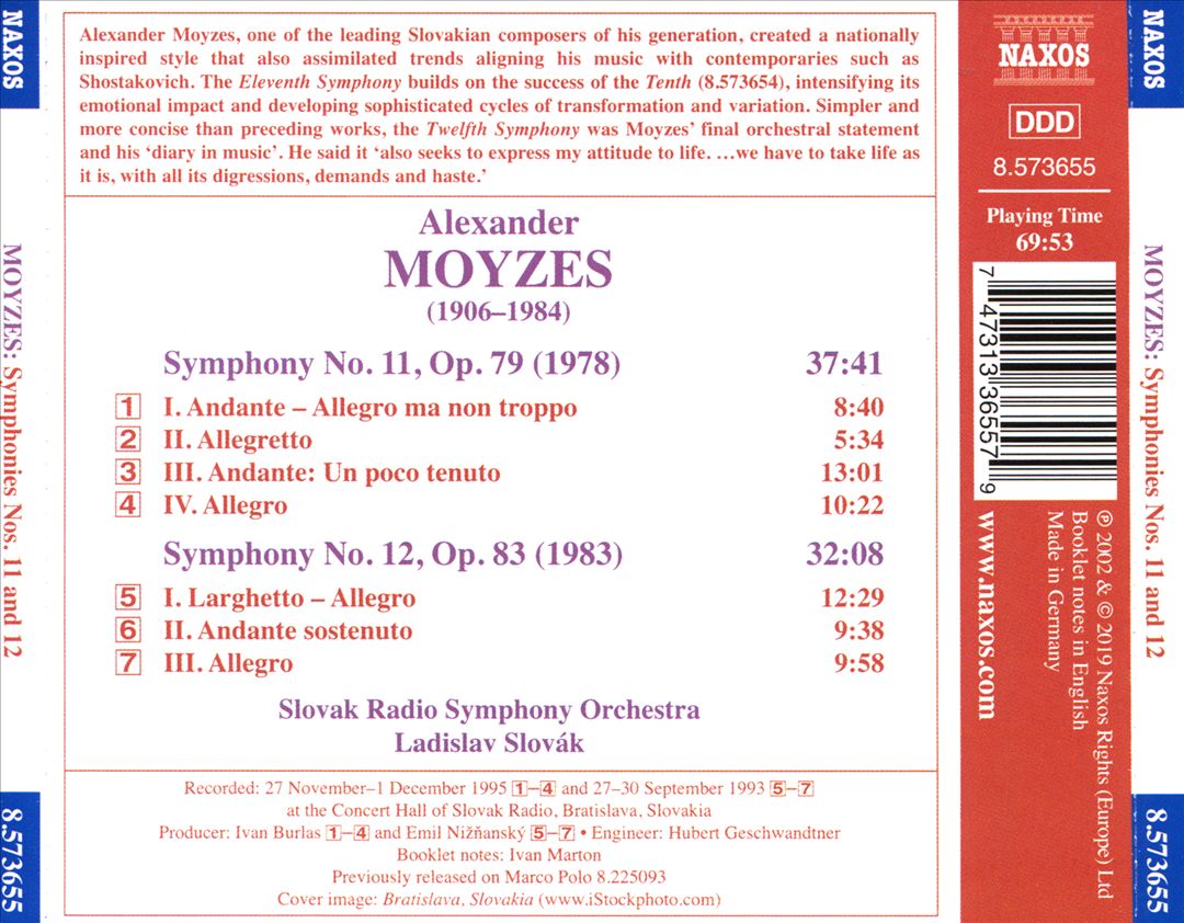 Alexander Moyzes: Symphonies Nos. 11 & 12 cover art