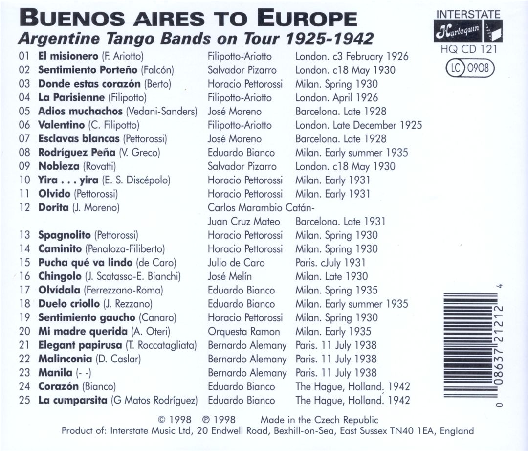 Buenos Aires To Europe 1925-1942 cover art