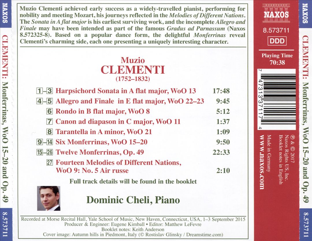 Clementi: Monferrinas, WoO 15-20 and Op. 49 cover art