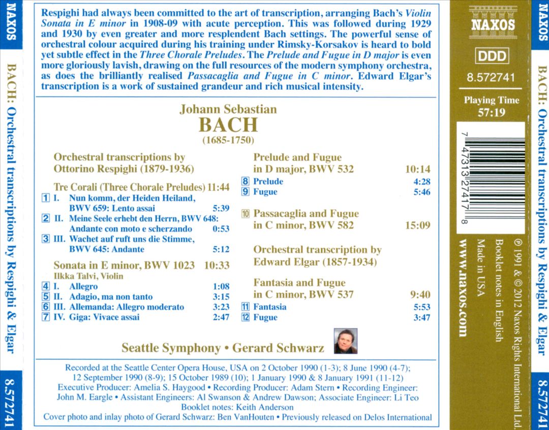 Bach: Orchestral Transcriptions by Respighi and Elgar cover art