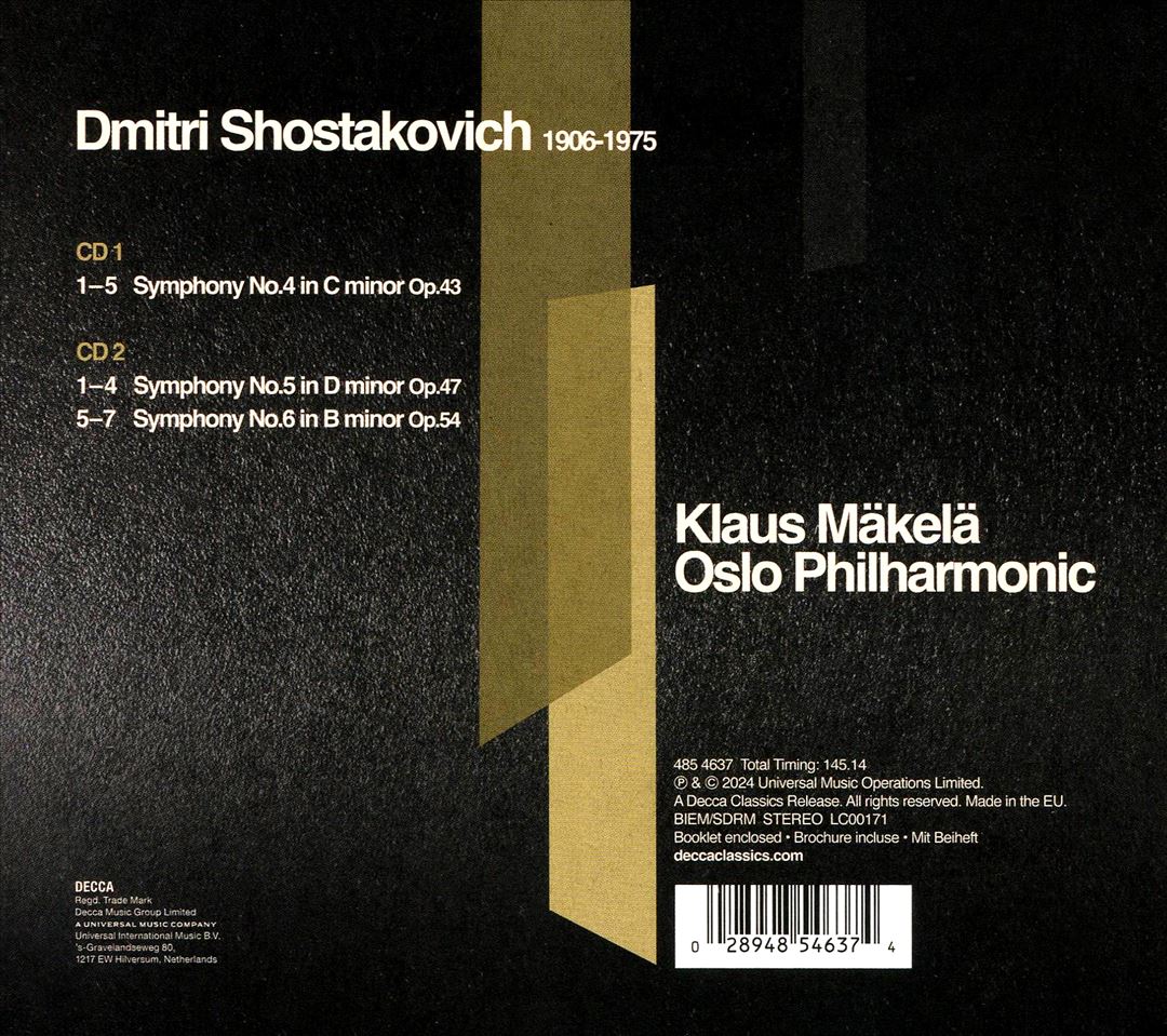 Shostakovich: Symphonies 4, 5 & 6 cover art