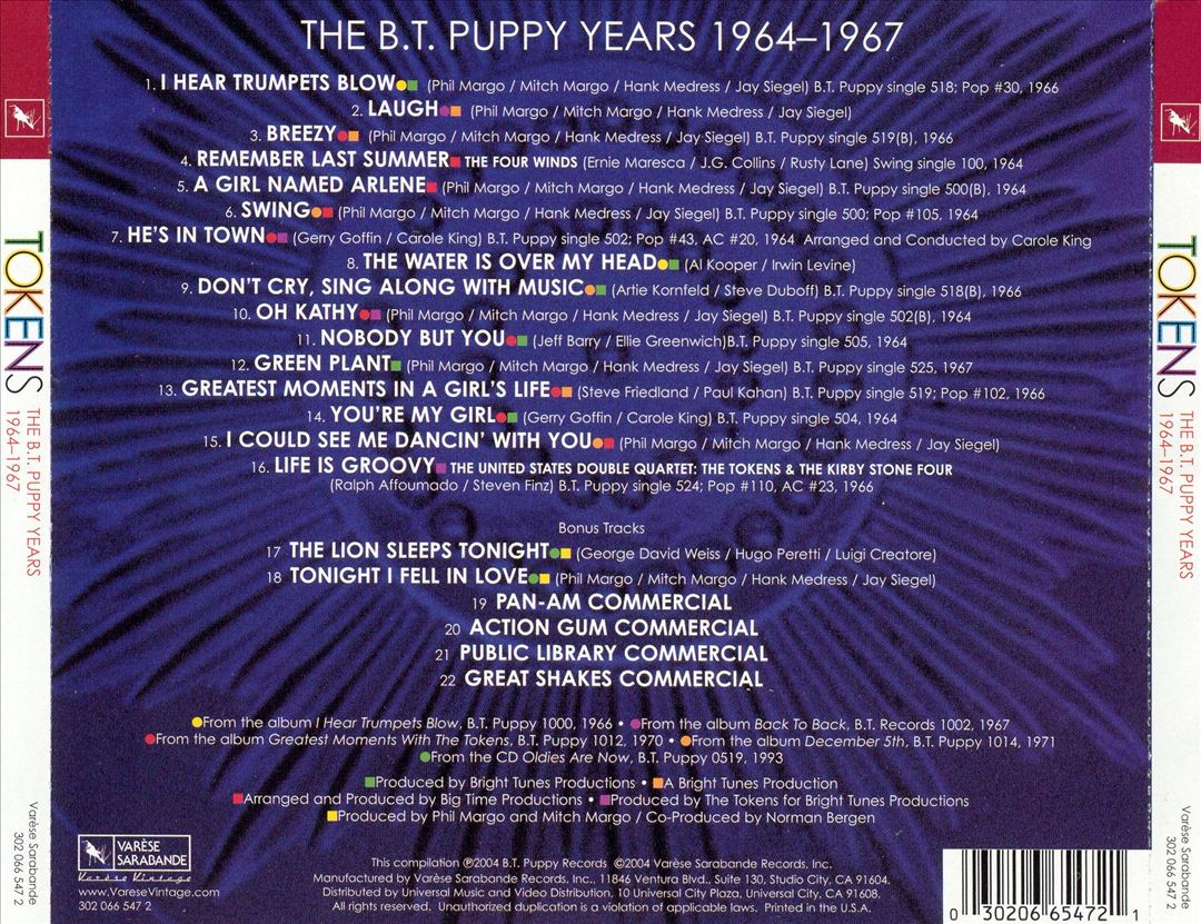 Very Best of the Tokens 1964-1967 cover art