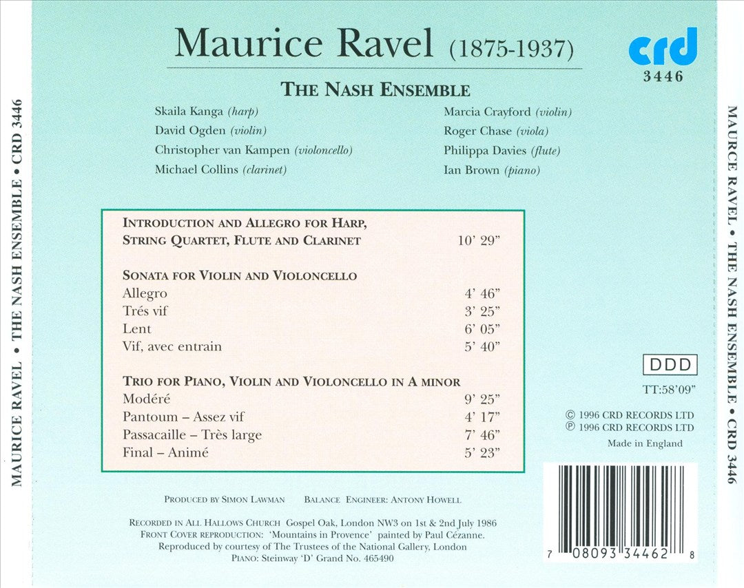 Ravel: Introduction & Allegro; Piano Trio; Sonata for Violin & Cello cover art