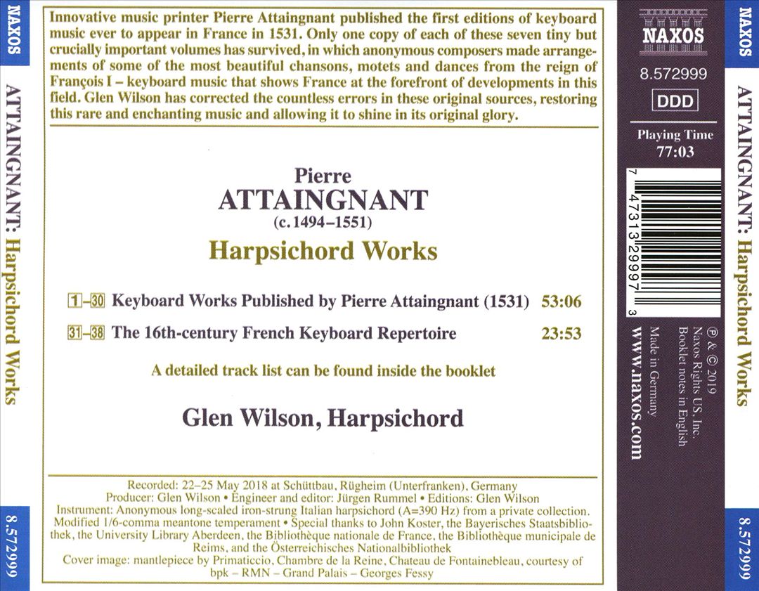Pierre Attaingnant: Harpsichord Works cover art
