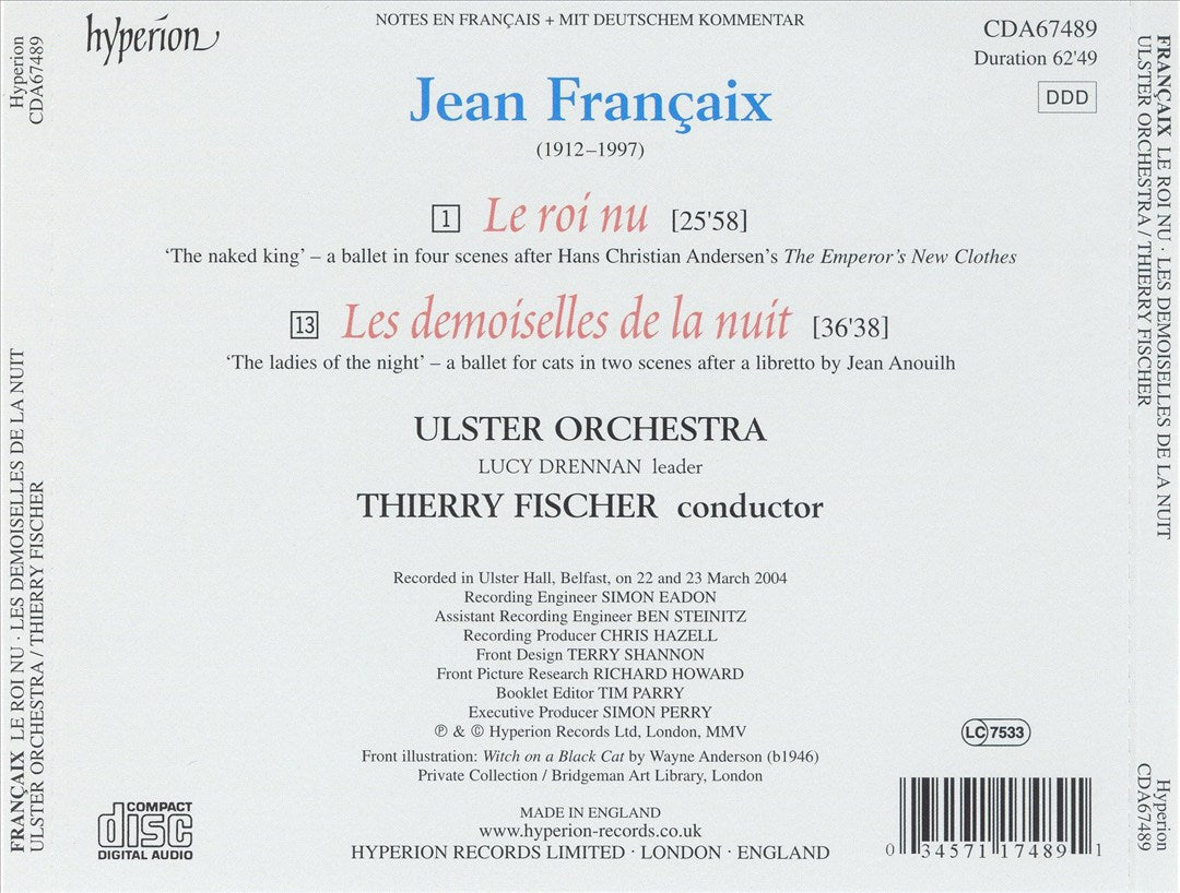 Jean Françaix: Le roi nu; Les desmoiselles de la nuit cover art