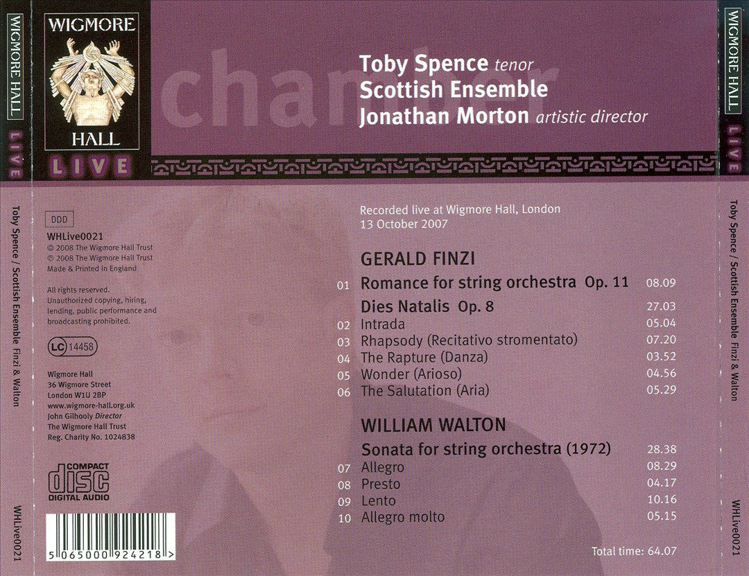 Finzi: Dies Natalis; Romance for Strings; Walton: Sonata for Strings cover art
