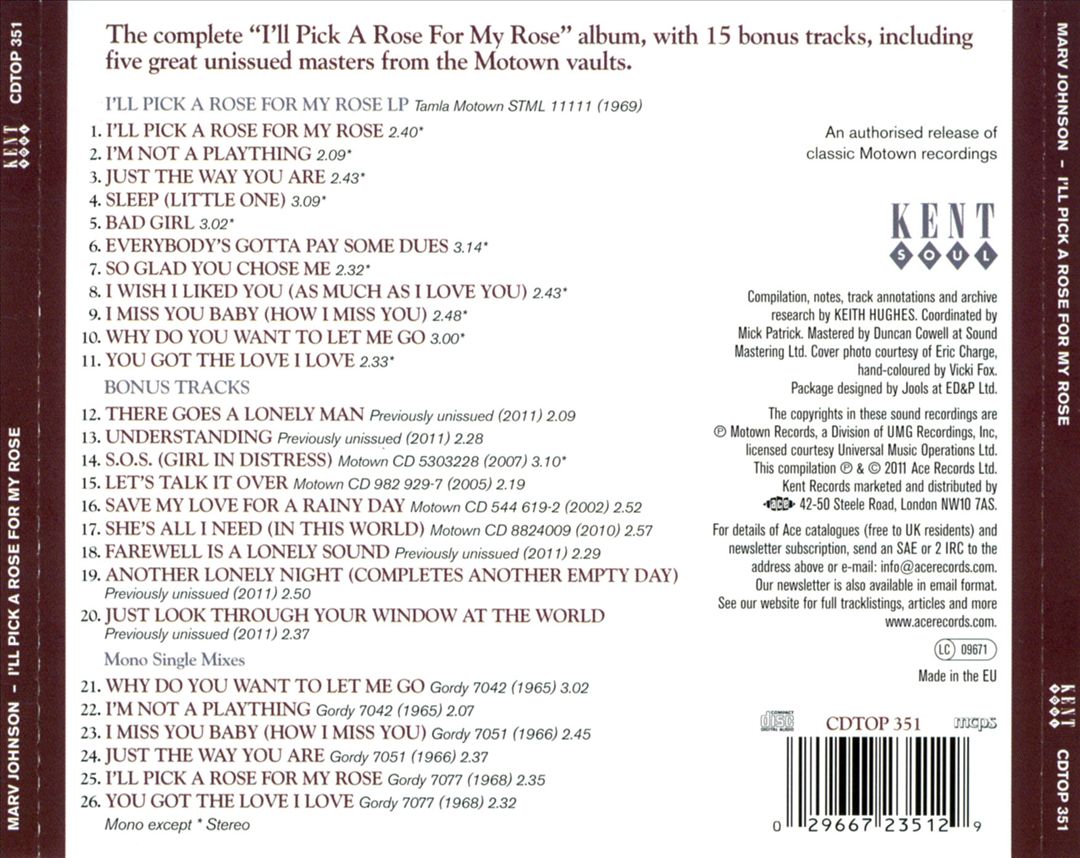I'll Pick A Rose For My Rose: The Complete Motown Recordings 1964-1971 cover art