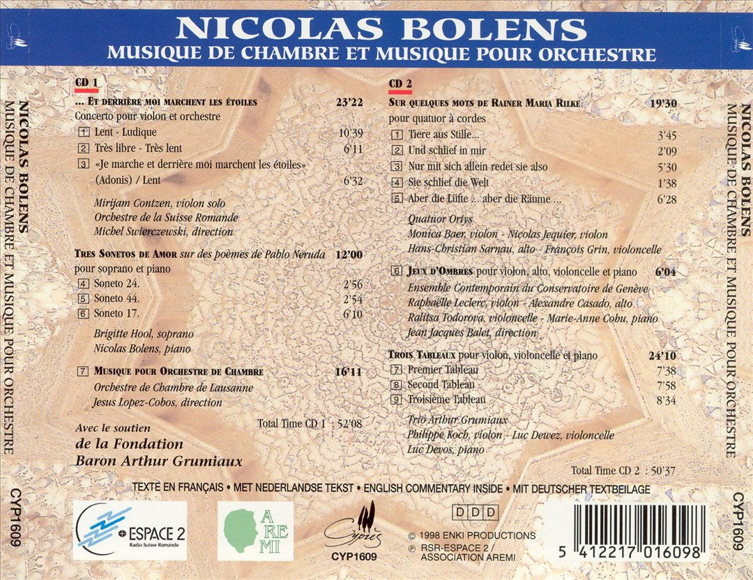 Nicolas Bolens: Musique de Chambre et Musique pour Orchestre cover art