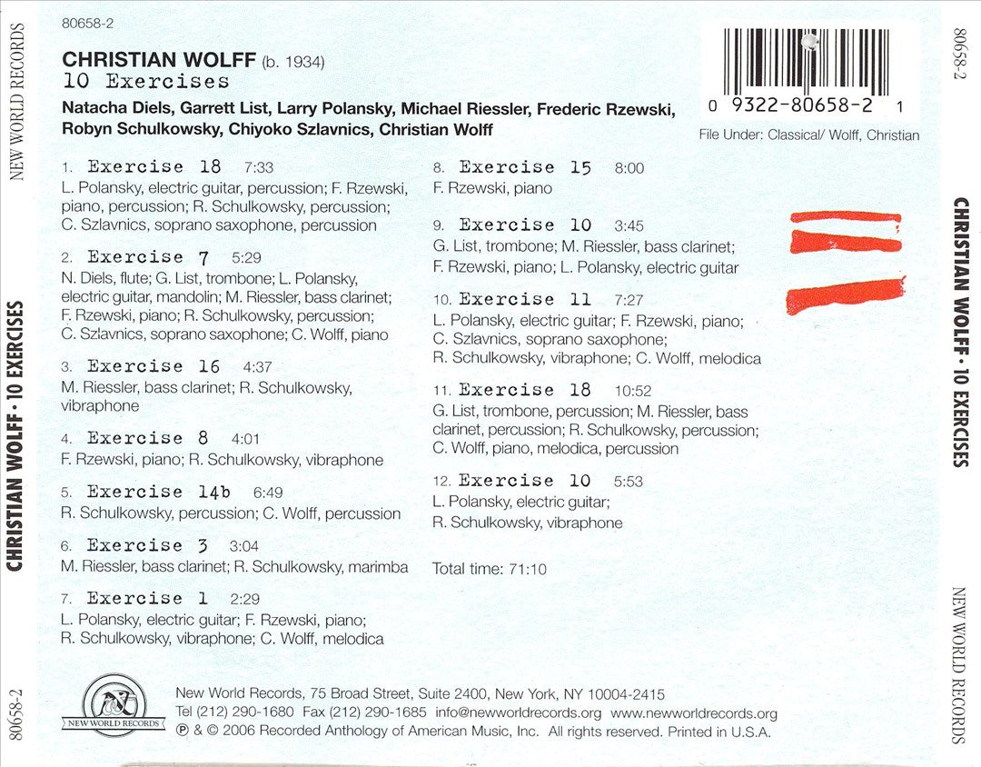Christian Wolff: 10 Exercises cover art
